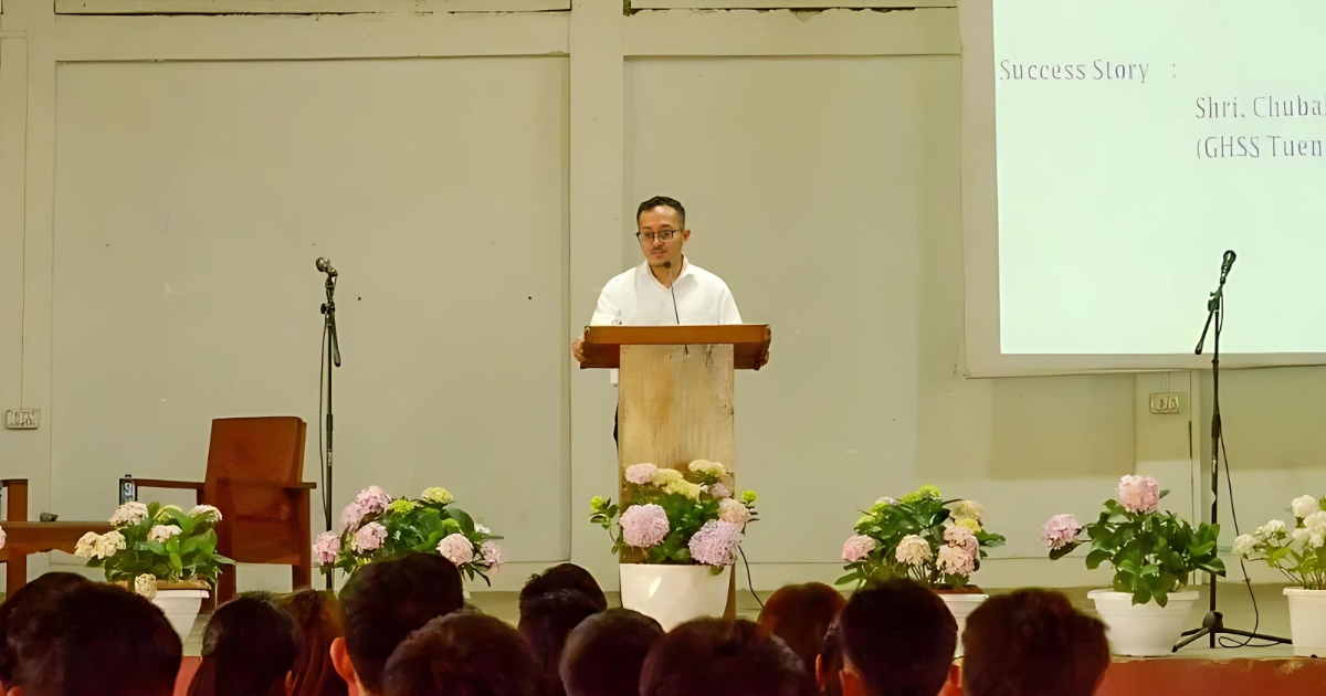 Chubalemba B Chang motivates GHSS Tuensang students to dream big